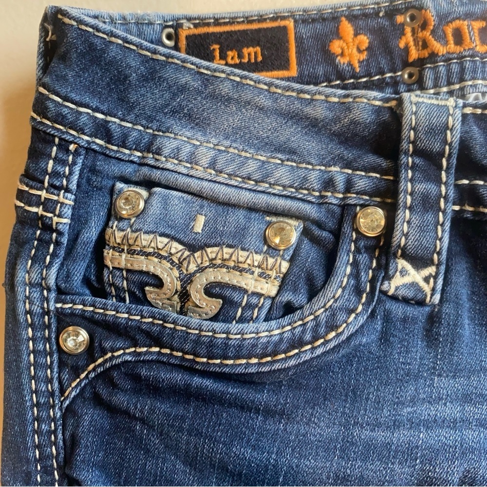 Rock Revival Skinny Jeans Women’s Size 26 Embellished Flap Pockets - Picture 6 of 12